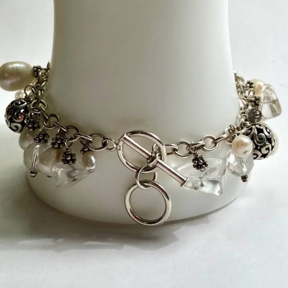 Silpada Rare Hostess Cha~Cha Beaded Sterling Silver, Pearl and Quartz Bracelet - Picture 5 of 15